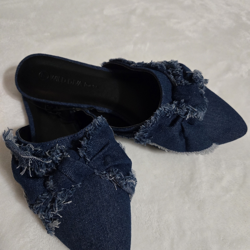 Wild Diva Women's Denim Mules Sz 7